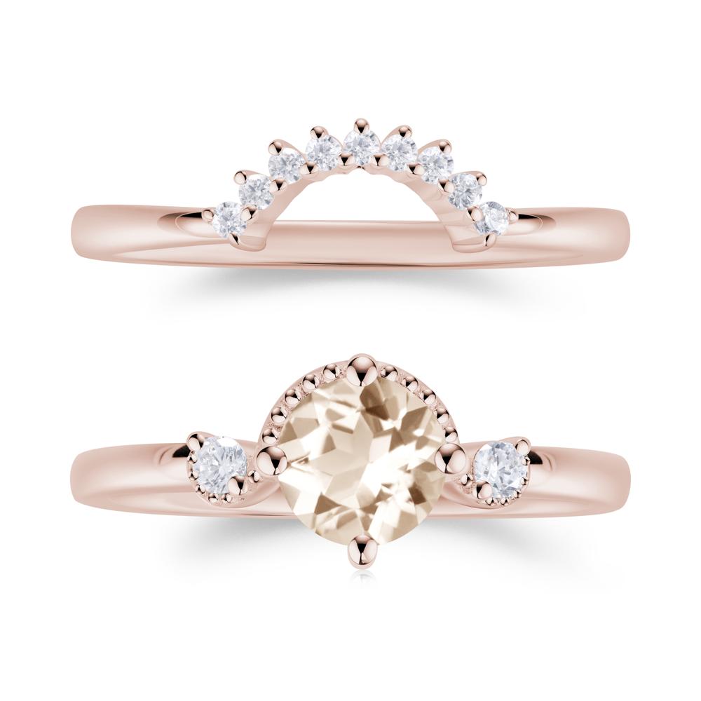 Vintage Sapphire Bridal Promise Ring Set - LUO Jewelry #gemstone_Morganite