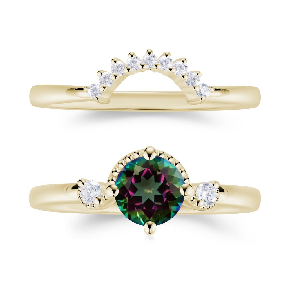 Vintage Sapphire Bridal Promise Ring Set - LUO Jewelry #gemstone_Mystic Topaz