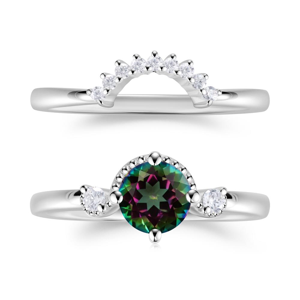 Vintage Sapphire Bridal Promise Ring Set - LUO Jewelry #gemstone_Mystic Topaz
