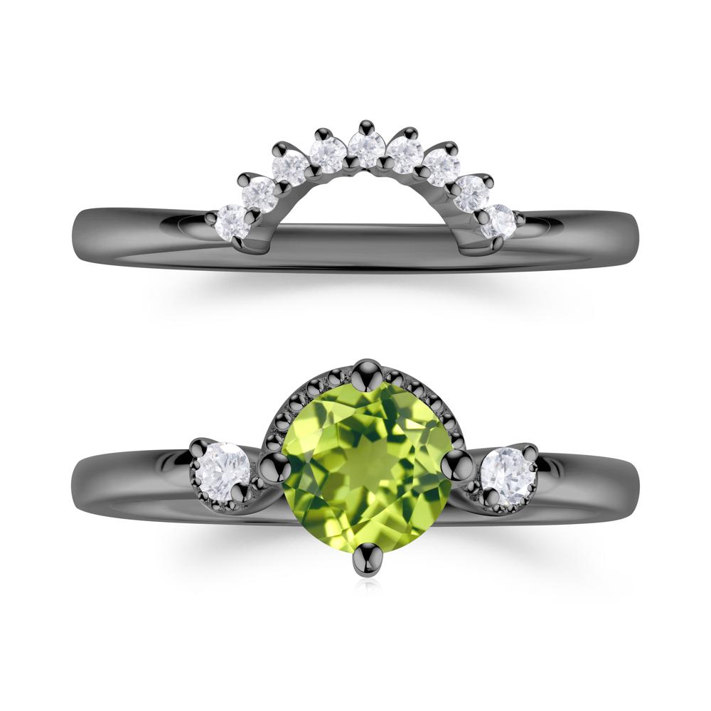 Vintage Sapphire Bridal Promise Ring Set - LUO Jewelry #gemstone_Peridot