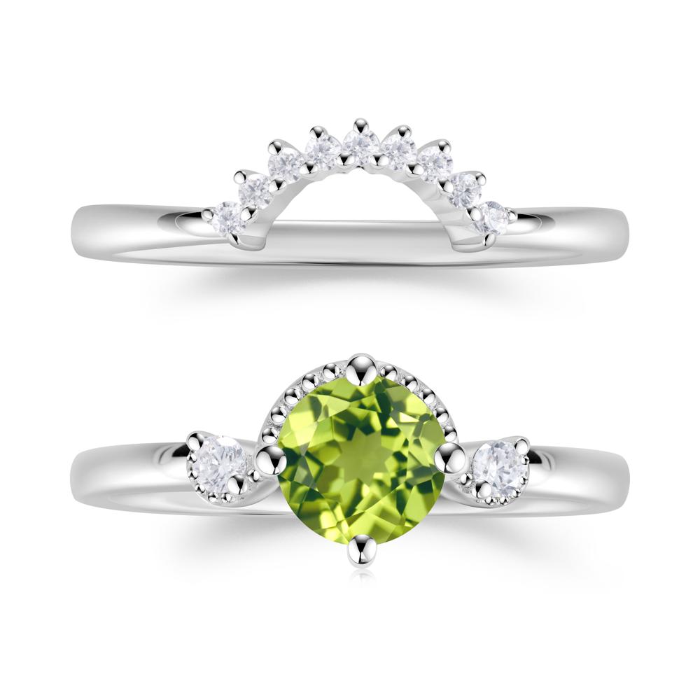 Vintage Sapphire Bridal Promise Ring Set - LUO Jewelry #gemstone_Peridot