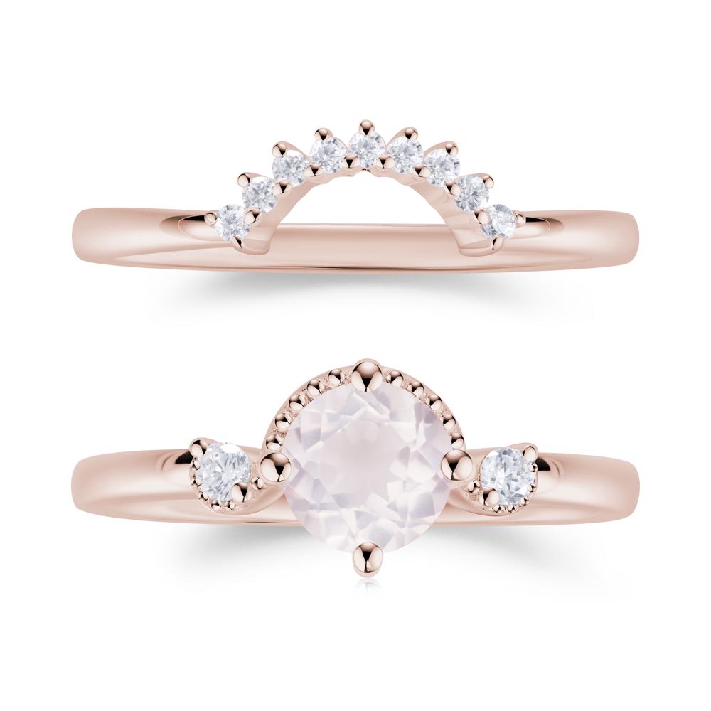 Vintage Sapphire Bridal Promise Ring Set - LUO Jewelry #gemstone_Rose Quartz