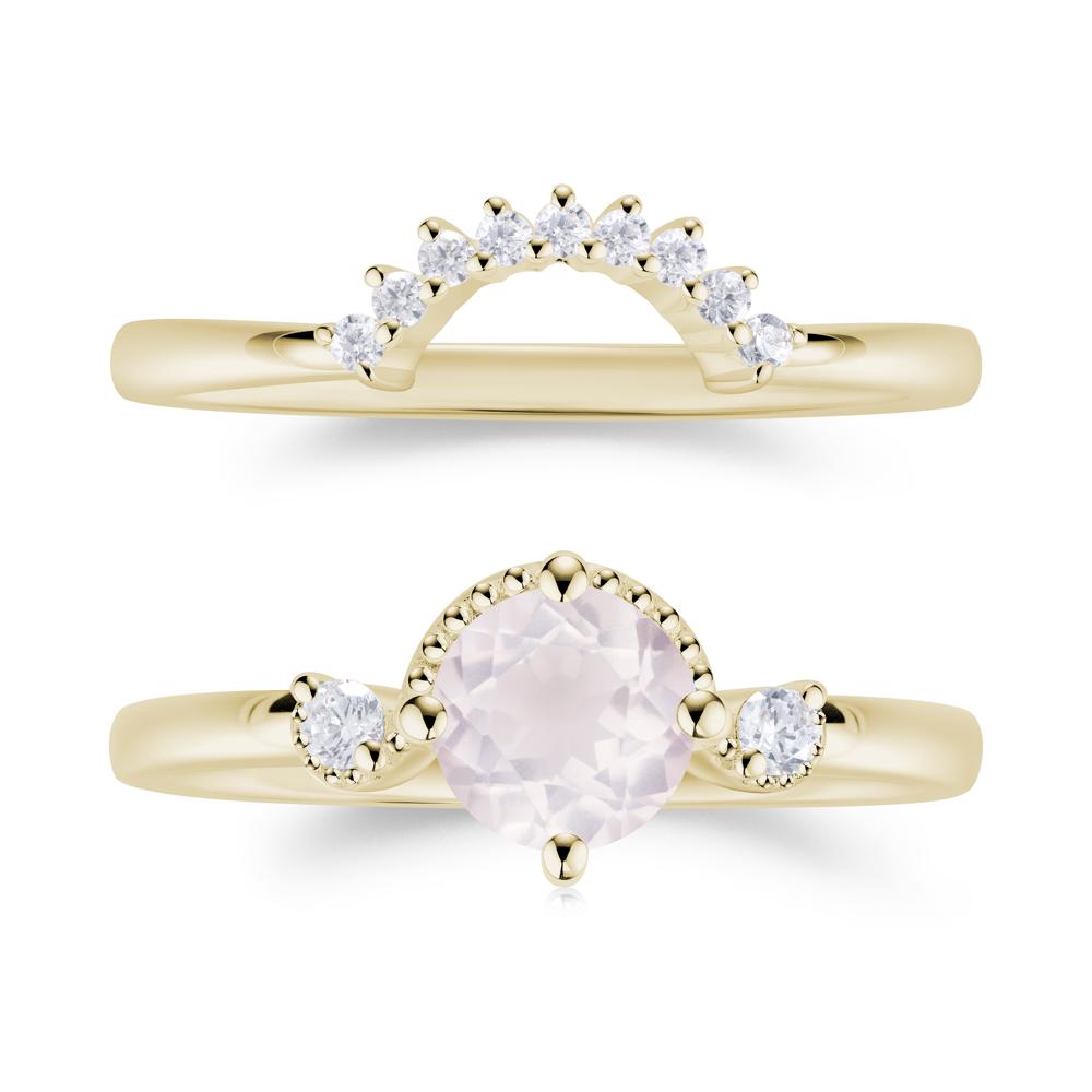 Vintage Sapphire Bridal Promise Ring Set - LUO Jewelry #gemstone_Rose Quartz