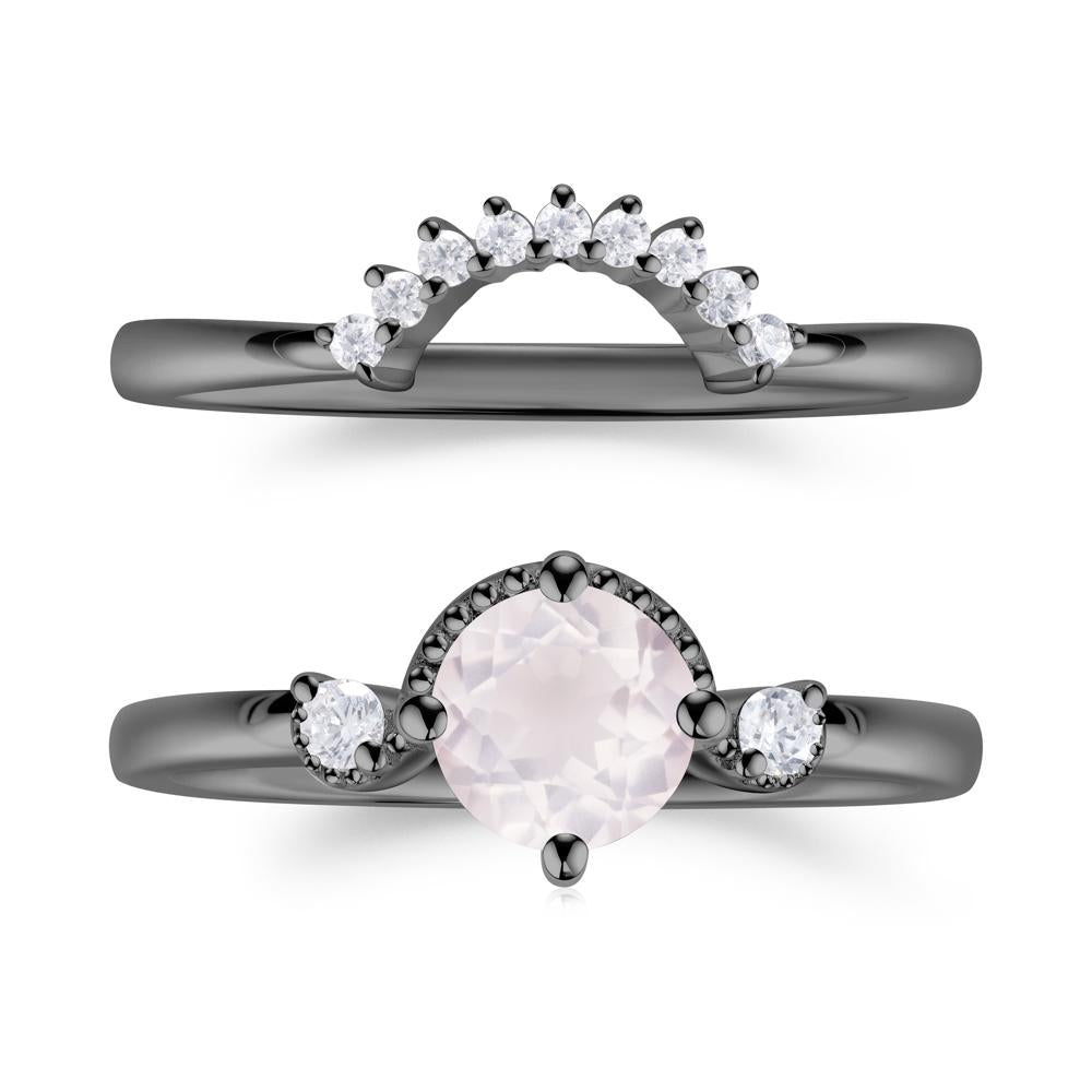 Vintage Sapphire Bridal Promise Ring Set - LUO Jewelry #gemstone_Rose Quartz
