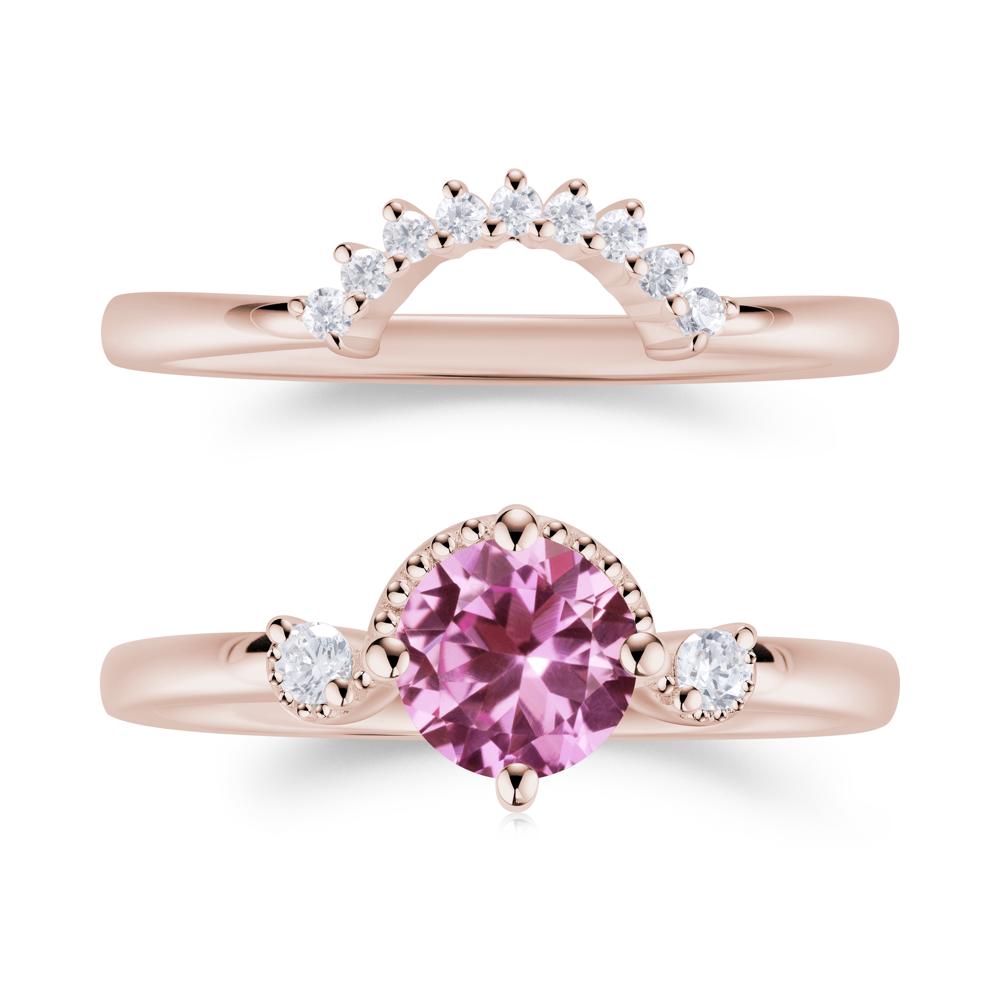 Vintage Sapphire Bridal Promise Ring Set - LUO Jewelry #gemstone_Pink Sapphire