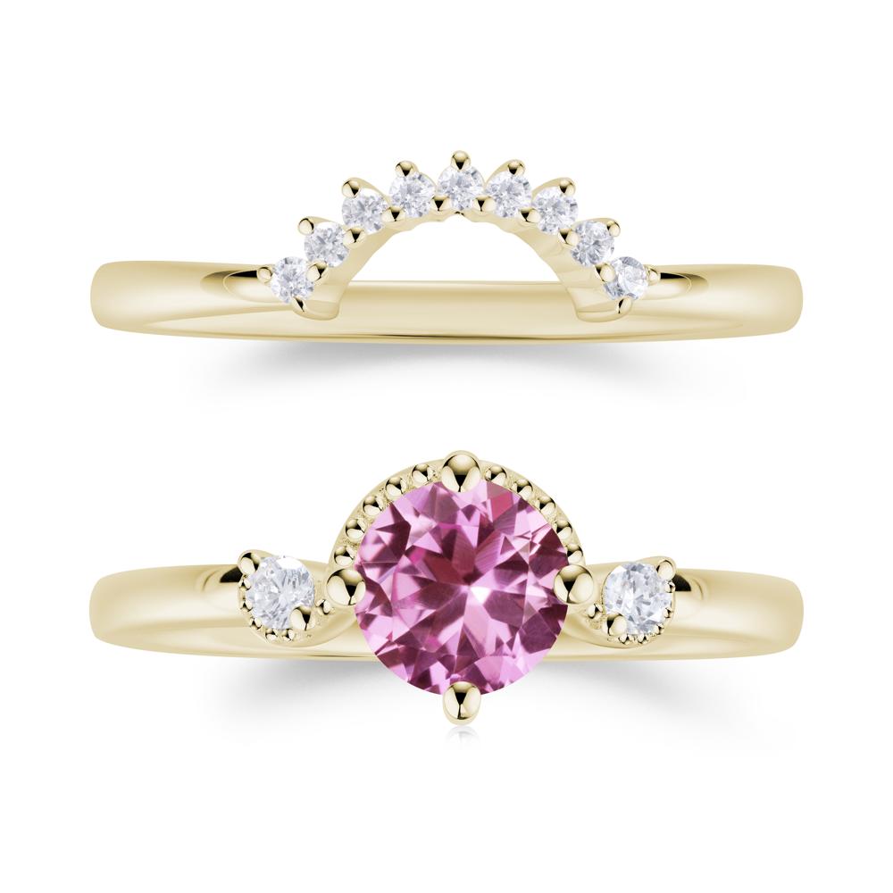 Vintage Sapphire Bridal Promise Ring Set - LUO Jewelry #gemstone_Pink Sapphire