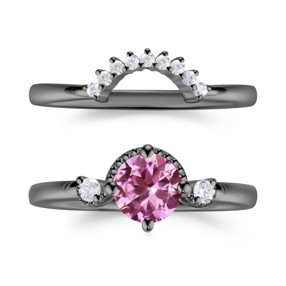 Vintage Sapphire Bridal Promise Ring Set - LUO Jewelry #gemstone_Pink Sapphire