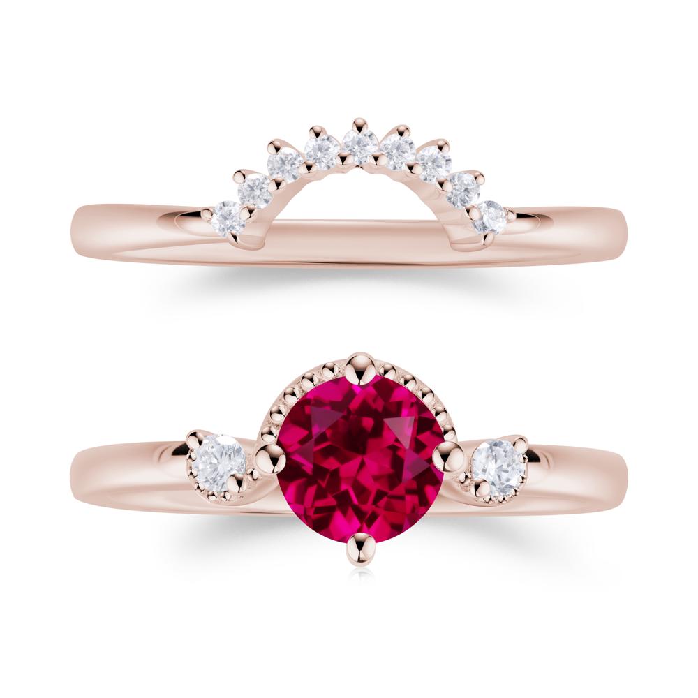 Vintage Sapphire Bridal Promise Ring Set - LUO Jewelry #gemstone_Ruby