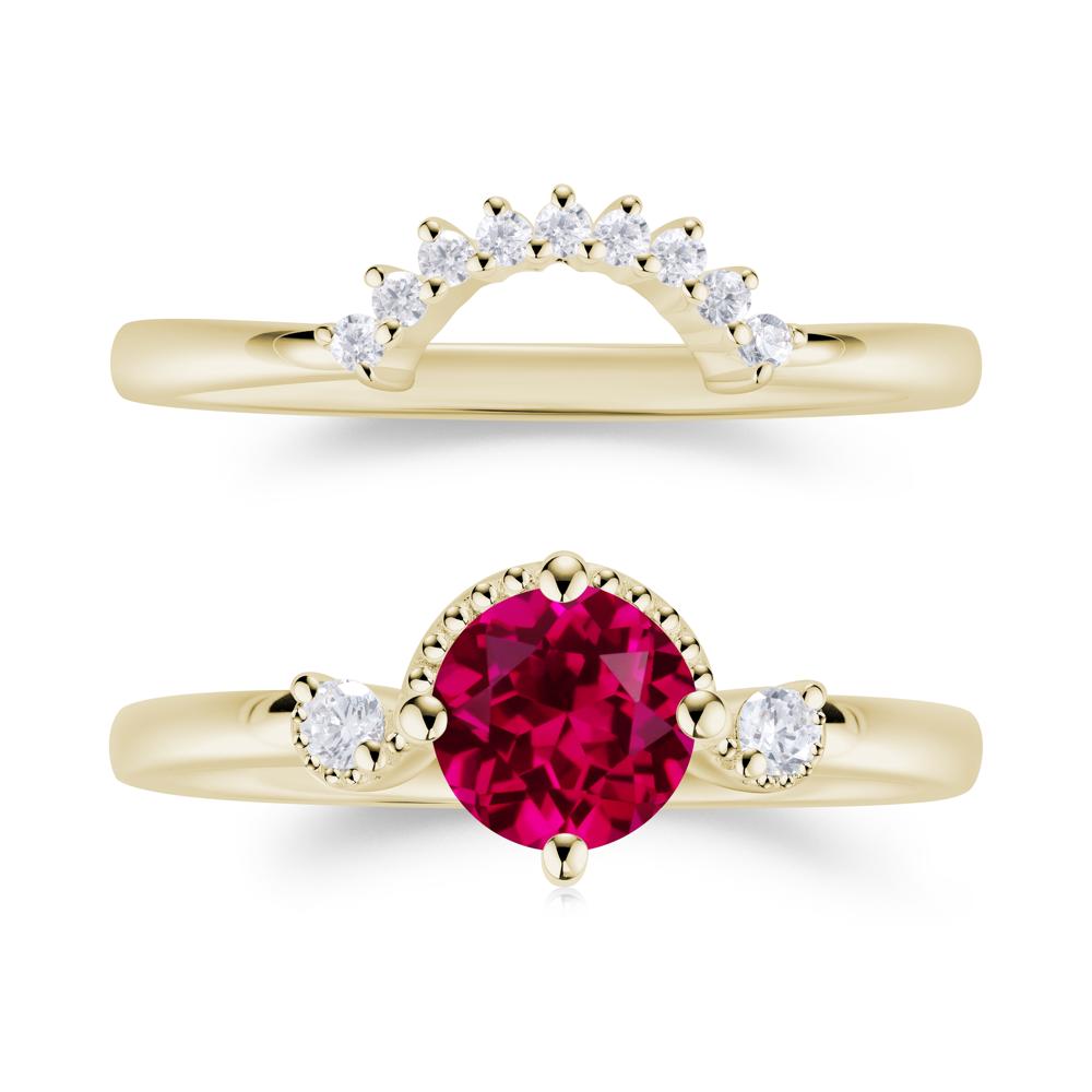 Vintage Sapphire Bridal Promise Ring Set - LUO Jewelry #gemstone_Ruby