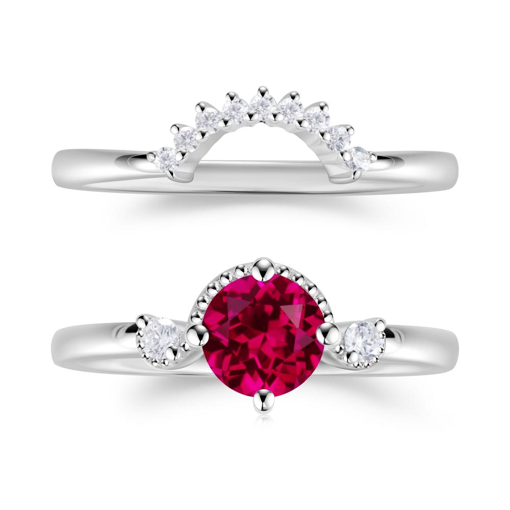 Vintage Sapphire Bridal Promise Ring Set - LUO Jewelry #gemstone_Ruby