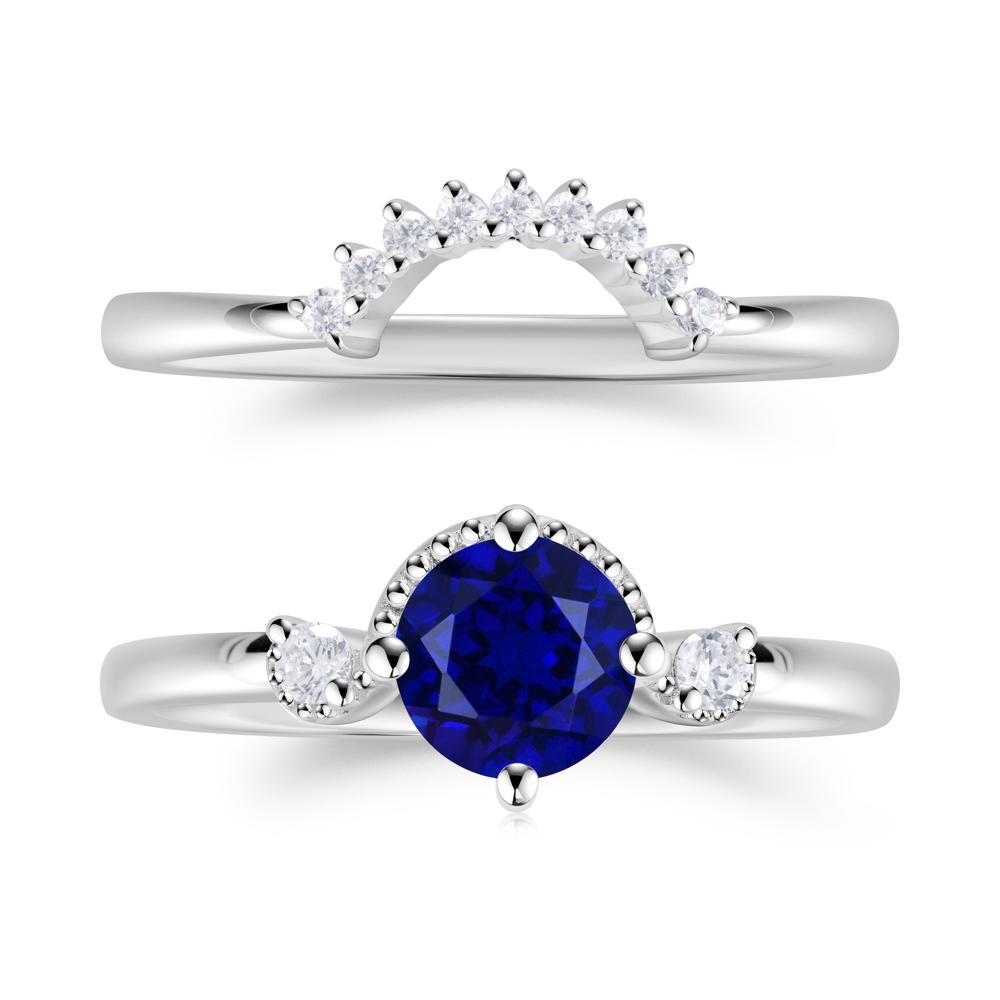 Vintage Sapphire Bridal Promise Ring Set - LUO Jewelry #gemstone_Sapphire