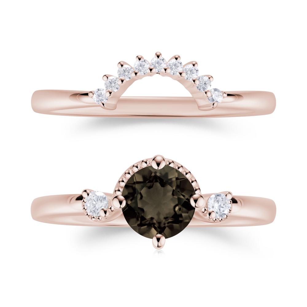 Vintage Sapphire Bridal Promise Ring Set - LUO Jewelry #gemstone_Smoky Quartz