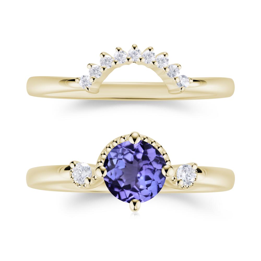 Vintage Sapphire Bridal Promise Ring Set - LUO Jewelry #gemstone_Tanzanite