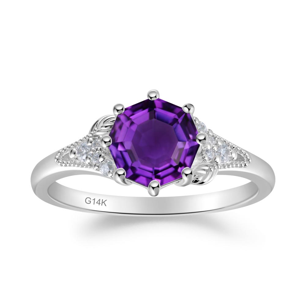 Vinatge Amethyst Promise Ring - LUO Jewelry #metal_14k white gold