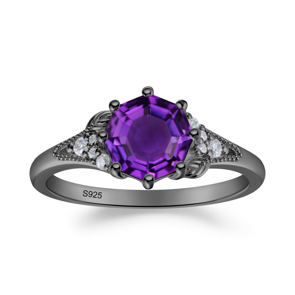 Vinatge Amethyst Promise Ring - LUO Jewelry #metal_black finish sterling silver