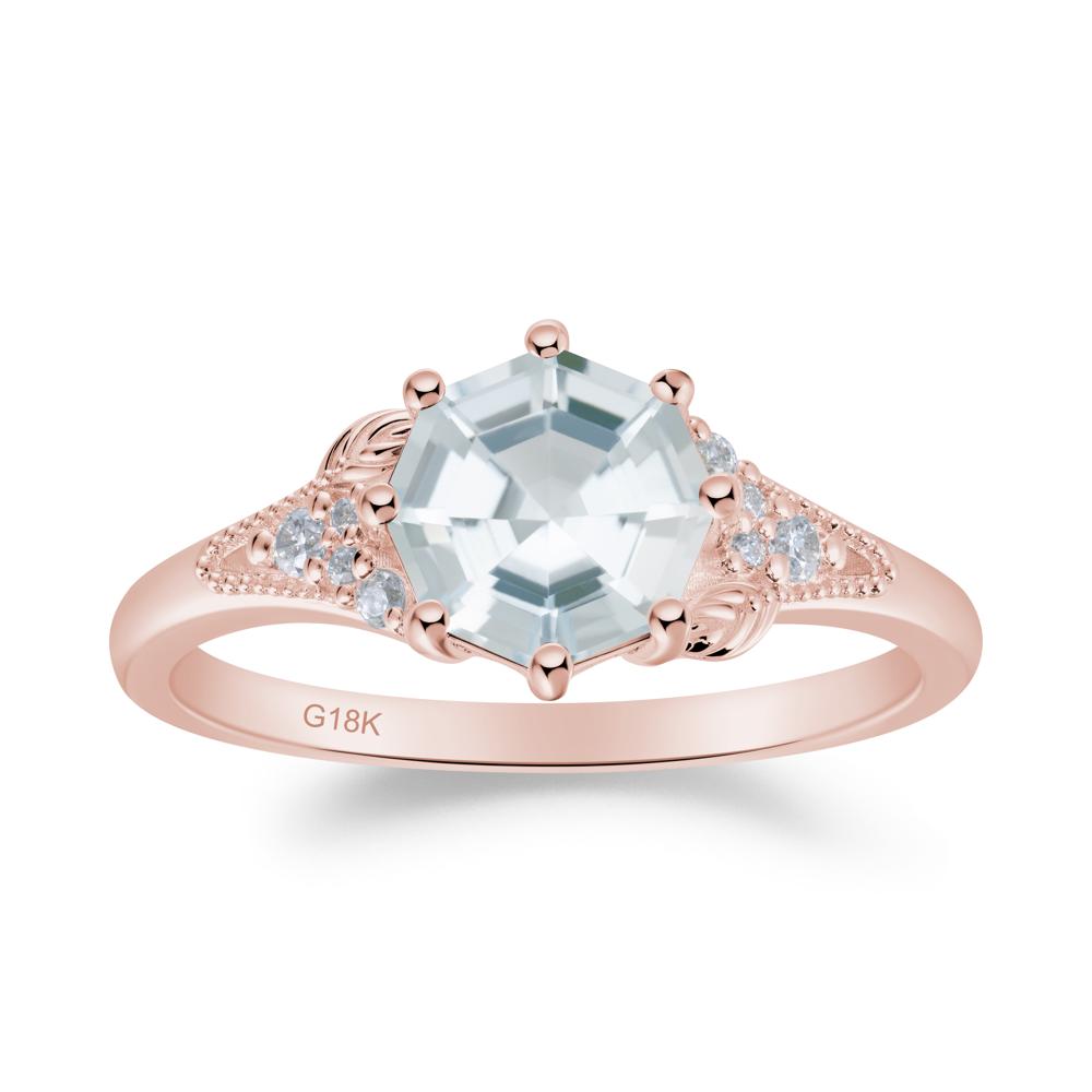 Aquamarine Leaf and Milgrain Ring - LUO Jewelry #metal_18k rose gold
