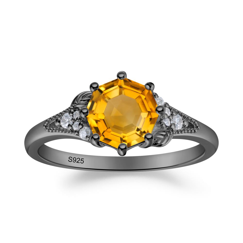 Vinatge Citrine Promise Ring - LUO Jewelry #metal_black finish sterling silver