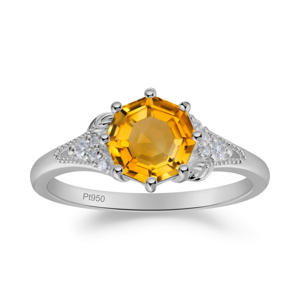 Vinatge Citrine Promise Ring - LUO Jewelry #metal_platinum