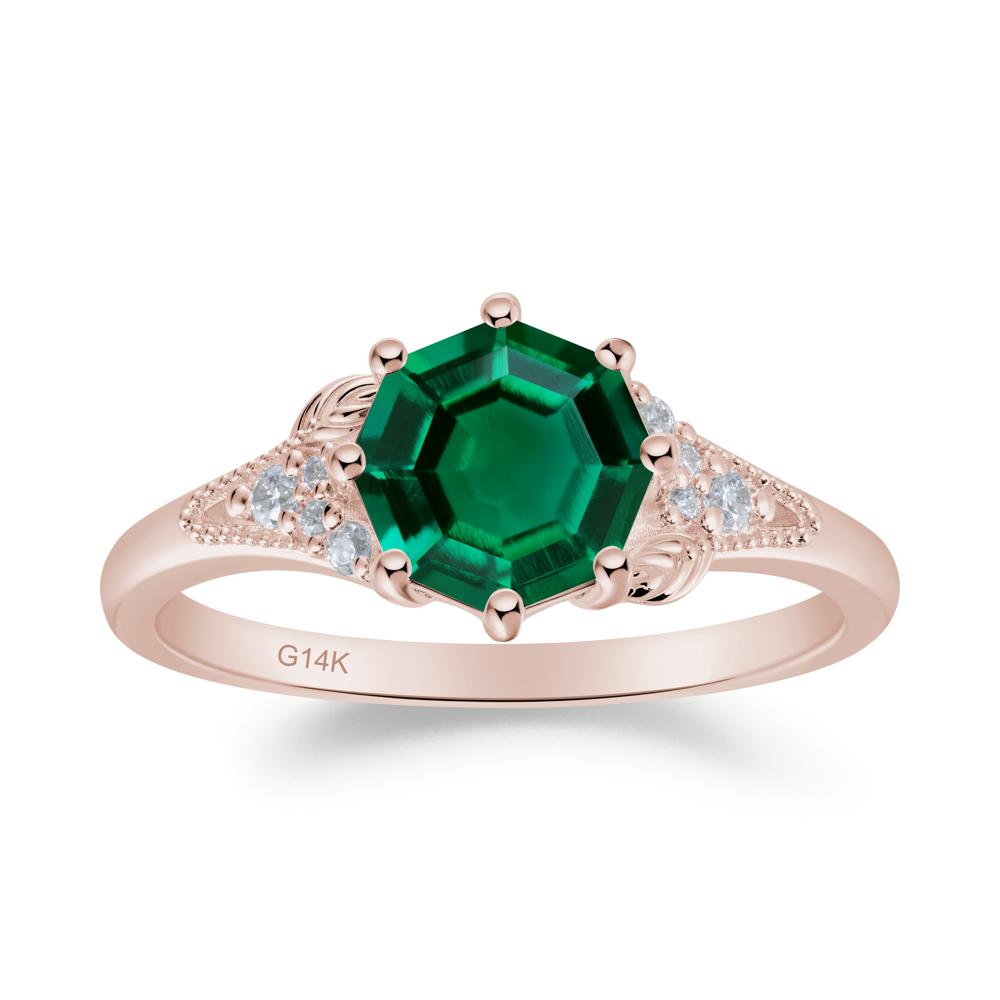 Emerald Leaf and Milgrain Ring - LUO Jewelry #metal_14k rose gold