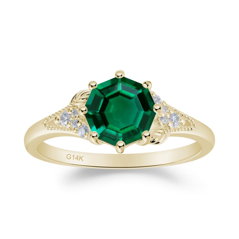 Emerald Leaf and Milgrain Ring - LUO Jewelry #metal_14k yellow gold