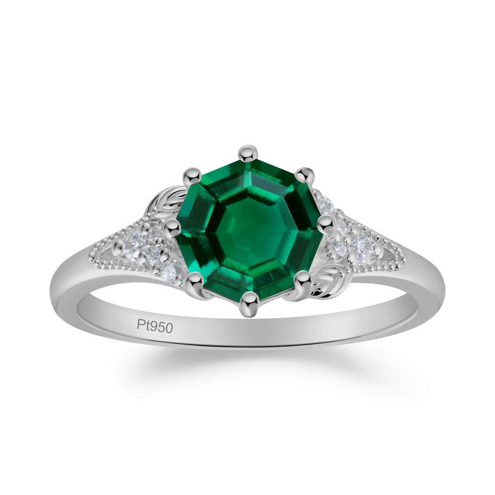 Emerald Leaf and Milgrain Ring - LUO Jewelry #metal_platinum