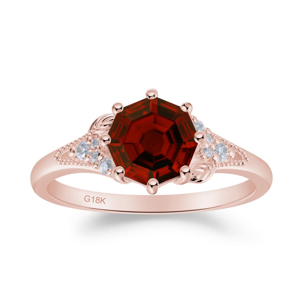 Garnet Leaf and Milgrain Ring - LUO Jewelry #metal_18k rose gold