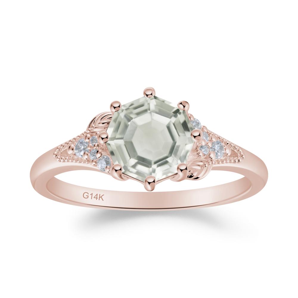 Filigree Octagon Green Amethyst Ring - LUO Jewelry #metal_14k rose gold