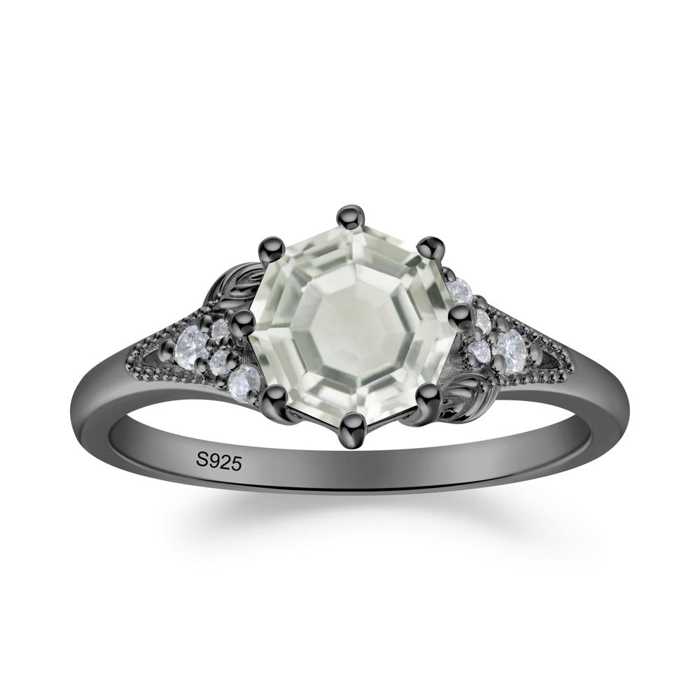 Filigree Octagon Green Amethyst Ring - LUO Jewelry #metal_black finish sterling silver