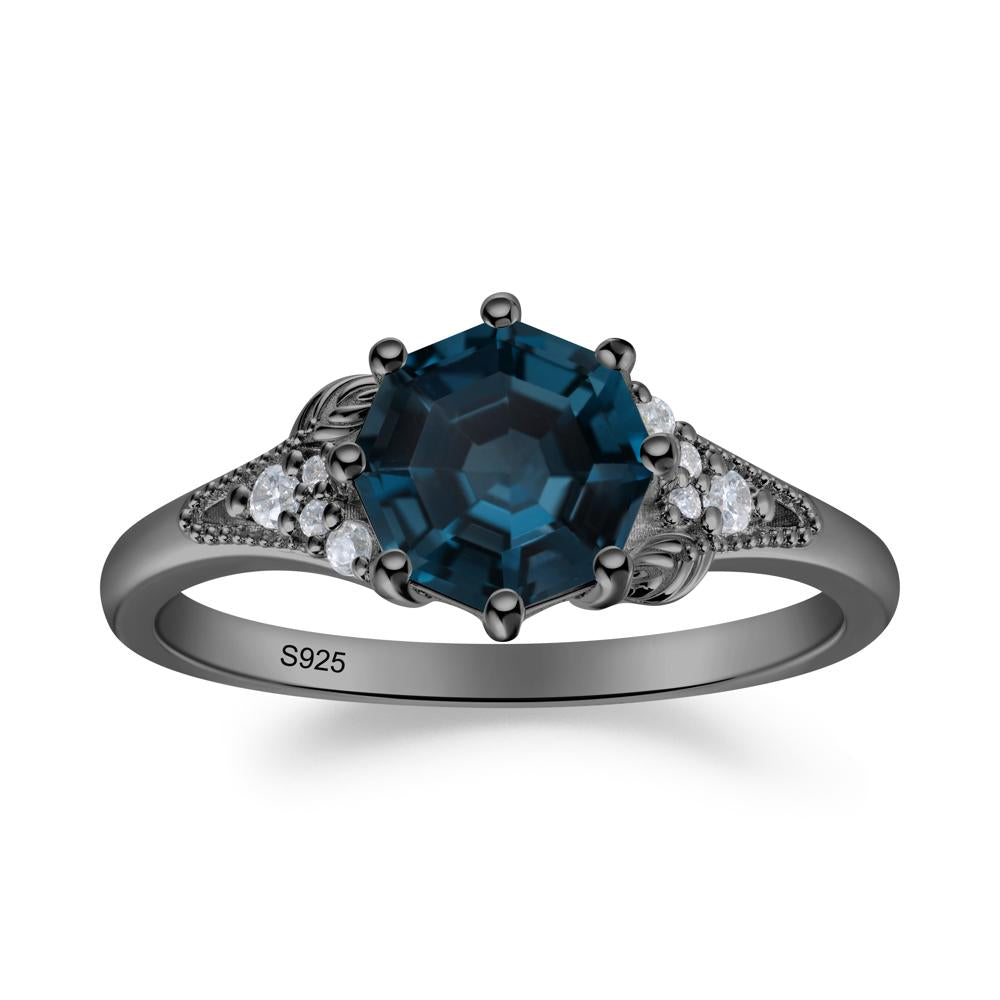 Vinatge London Blue Topaz Promise Ring - LUO Jewelry #metal_black finish sterling silver