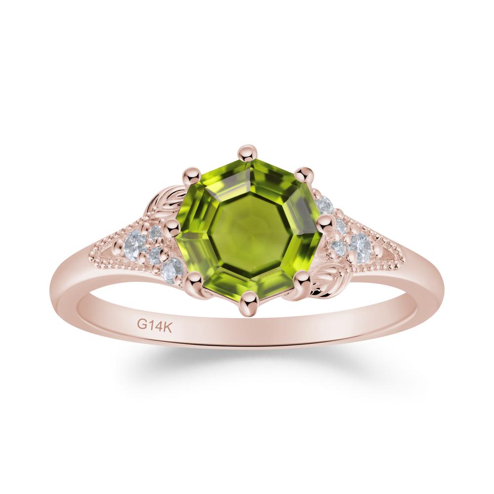 Peridot Leaf and Milgrain Ring - LUO Jewelry #metal_14k rose gold
