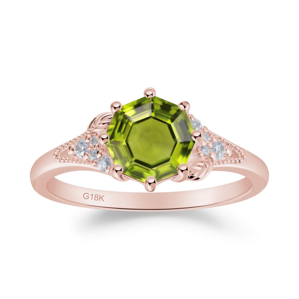 Peridot Leaf and Milgrain Ring - LUO Jewelry #metal_18k rose gold