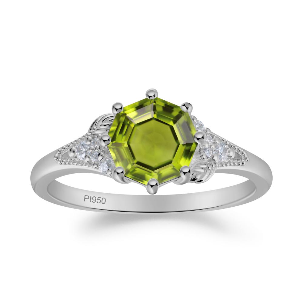 Peridot Leaf and Milgrain Ring - LUO Jewelry #metal_platinum