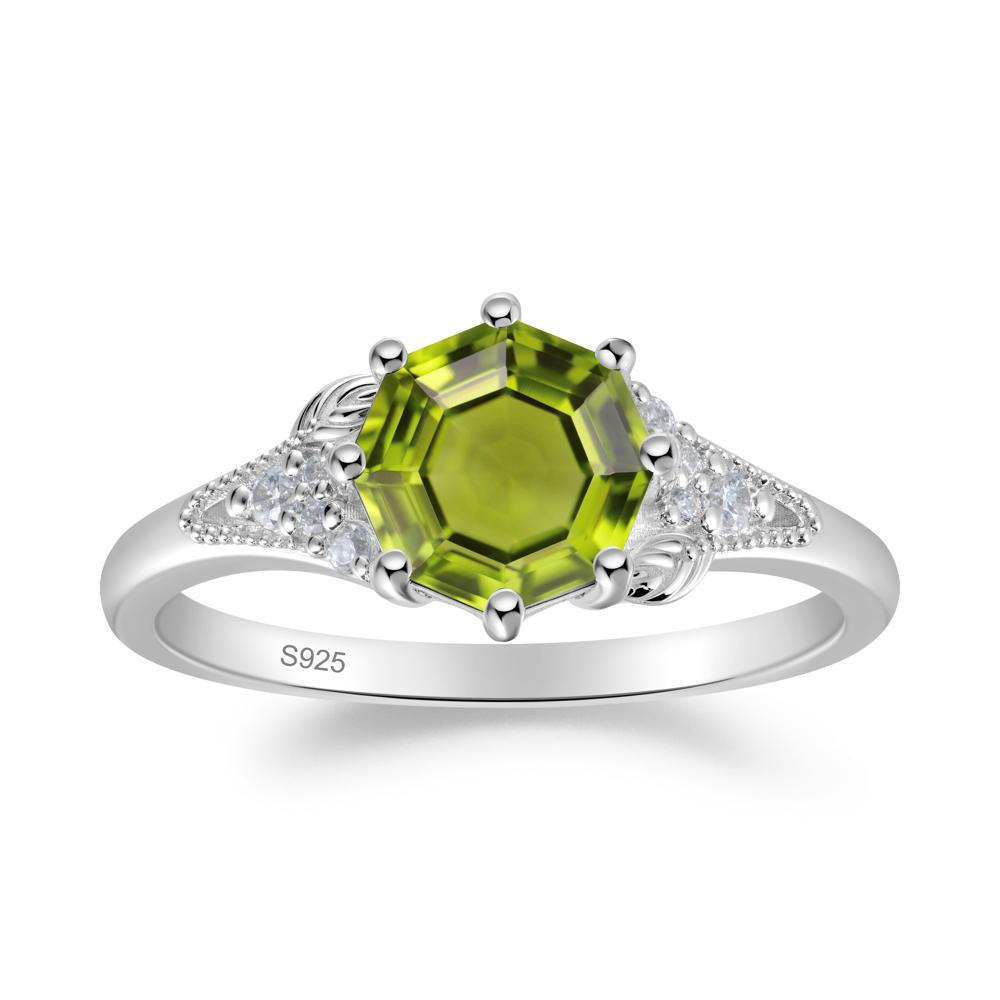 Peridot Leaf and Milgrain Ring - LUO Jewelry #metal_sterling silver