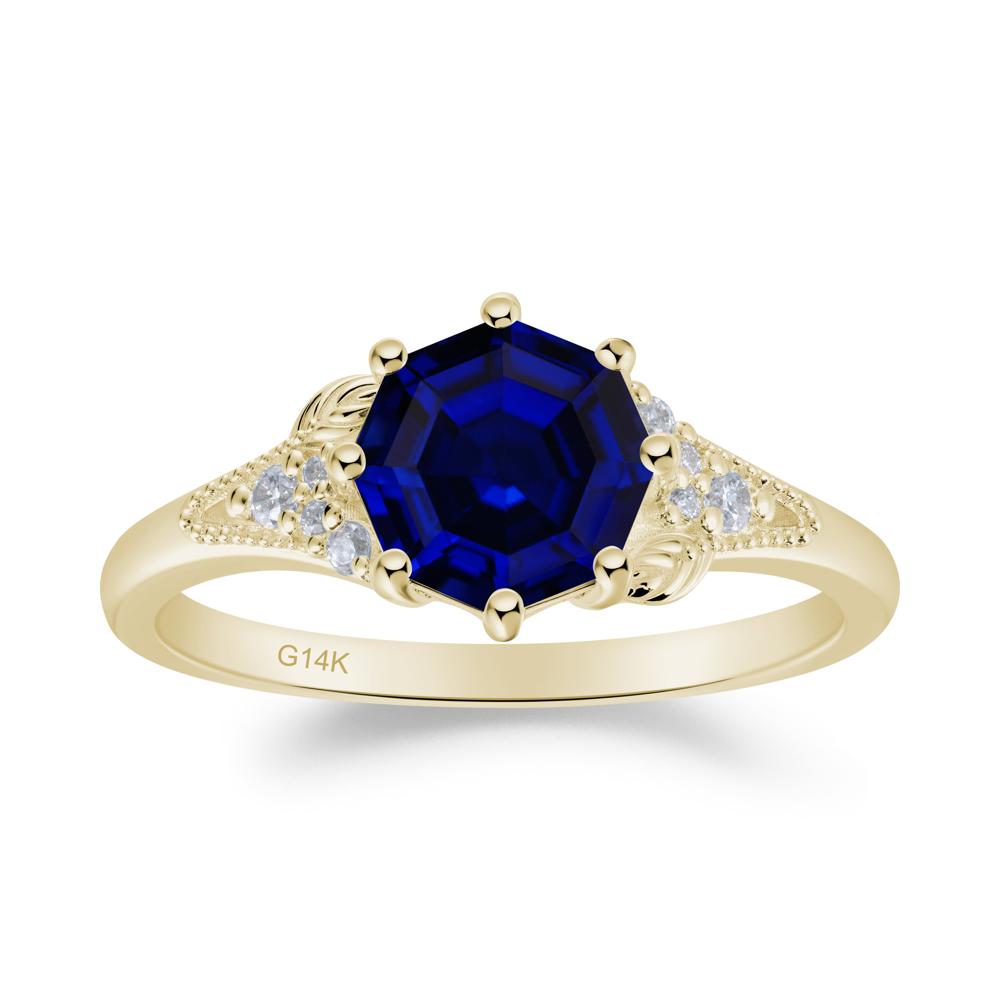 Filigree Octagon Sapphire Ring - LUO Jewelry #metal_14k yellow gold