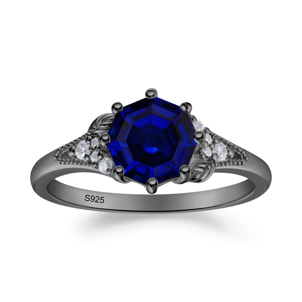 Filigree Octagon Sapphire Ring - LUO Jewelry #metal_black finish sterling silver
