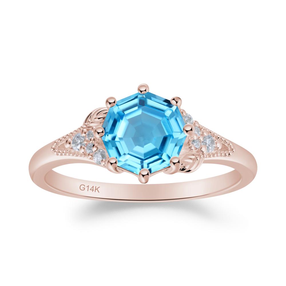 Filigree Octagon Swiss Blue Topaz Ring - LUO Jewelry #metal_14k rose gold