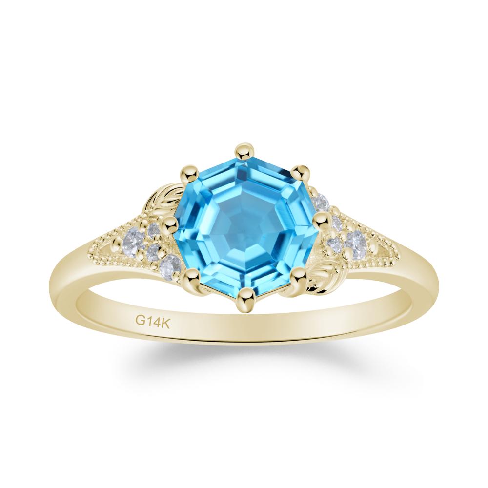 Filigree Octagon Swiss Blue Topaz Ring - LUO Jewelry #metal_14k yellow gold