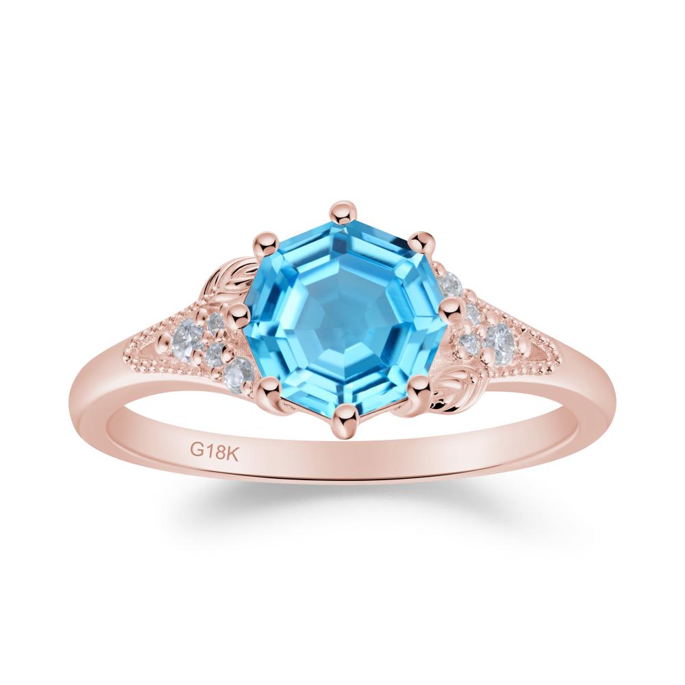 Filigree Octagon Swiss Blue Topaz Ring - LUO Jewelry #metal_18k rose gold