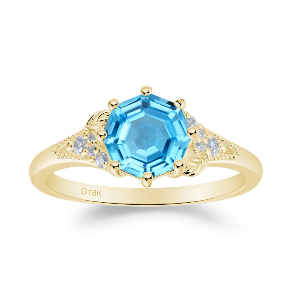 Filigree Octagon Swiss Blue Topaz Ring - LUO Jewelry #metal_18k yellow gold