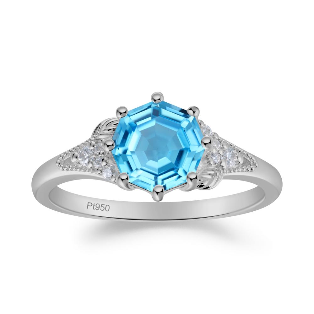 Filigree Octagon Swiss Blue Topaz Ring - LUO Jewelry #metal_platinum