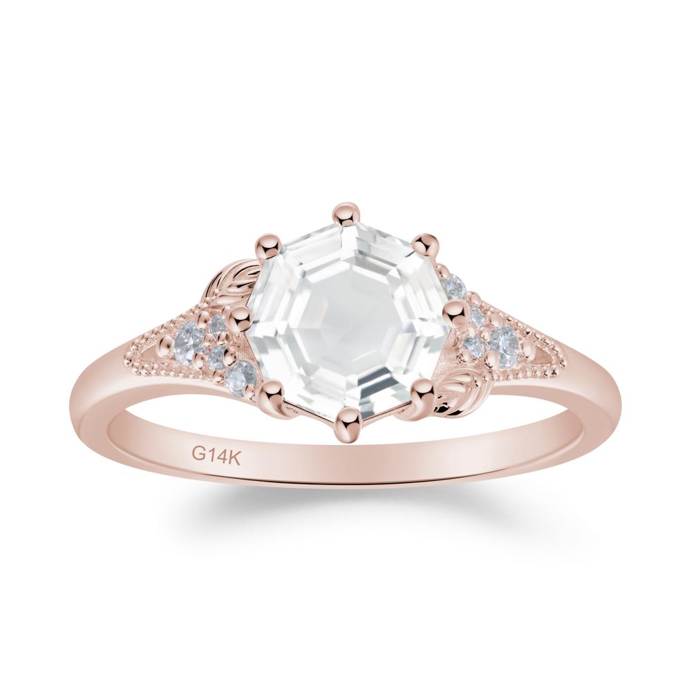 Filigree Octagon White Topaz Ring - LUO Jewelry #metal_14k rose gold