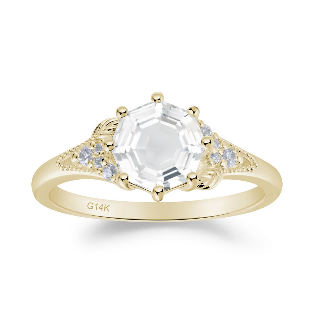 Filigree Octagon White Topaz Ring - LUO Jewelry #metal_14k yellow gold