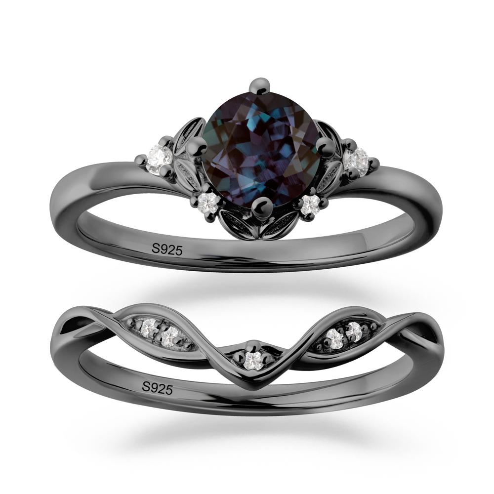 Nature Inspired Leaf and Vine Emerald Ring Set - LUO Jewelry #gemstone_Alexandrite