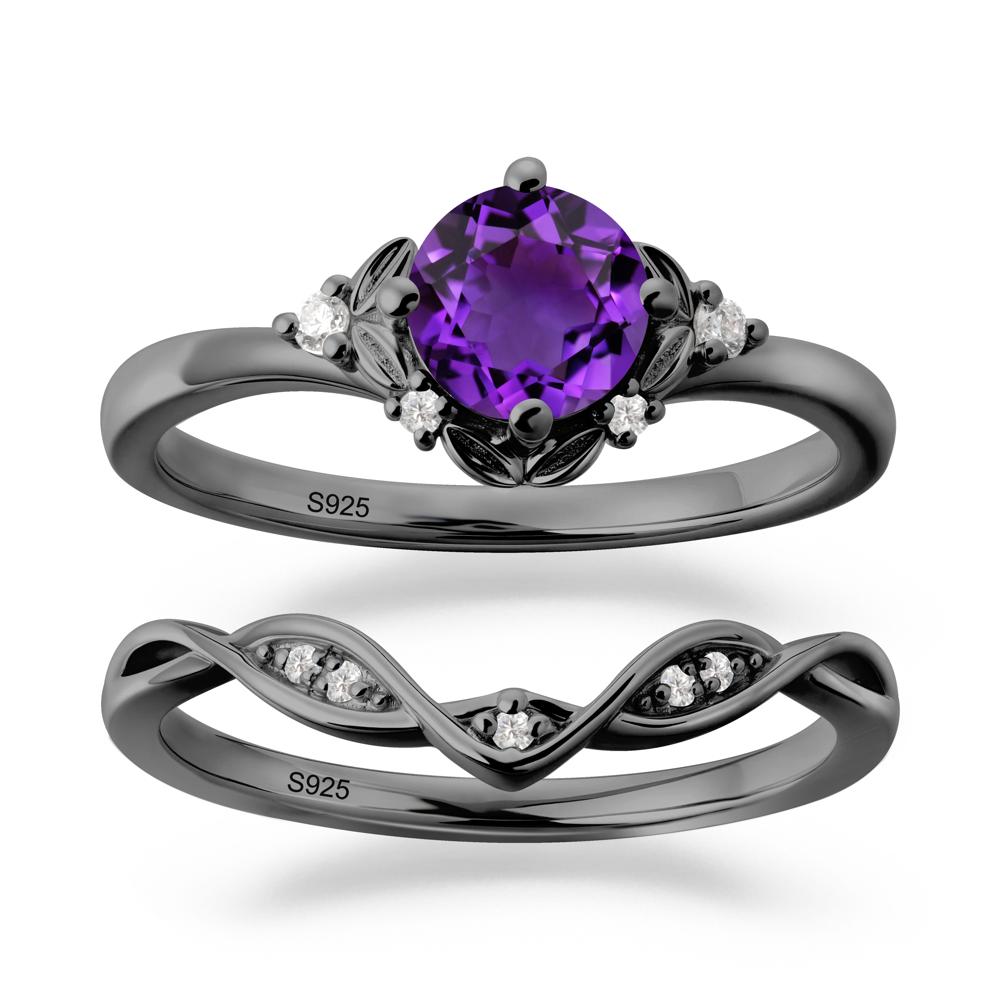 Nature Inspired Leaf and Vine Emerald Ring Set - LUO Jewelry #gemstone_Amethyst