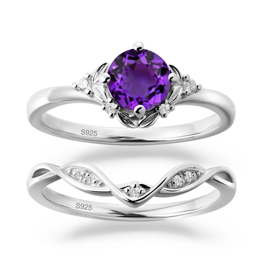 Nature Inspired Leaf and Vine Emerald Ring Set - LUO Jewelry #gemstone_Amethyst
