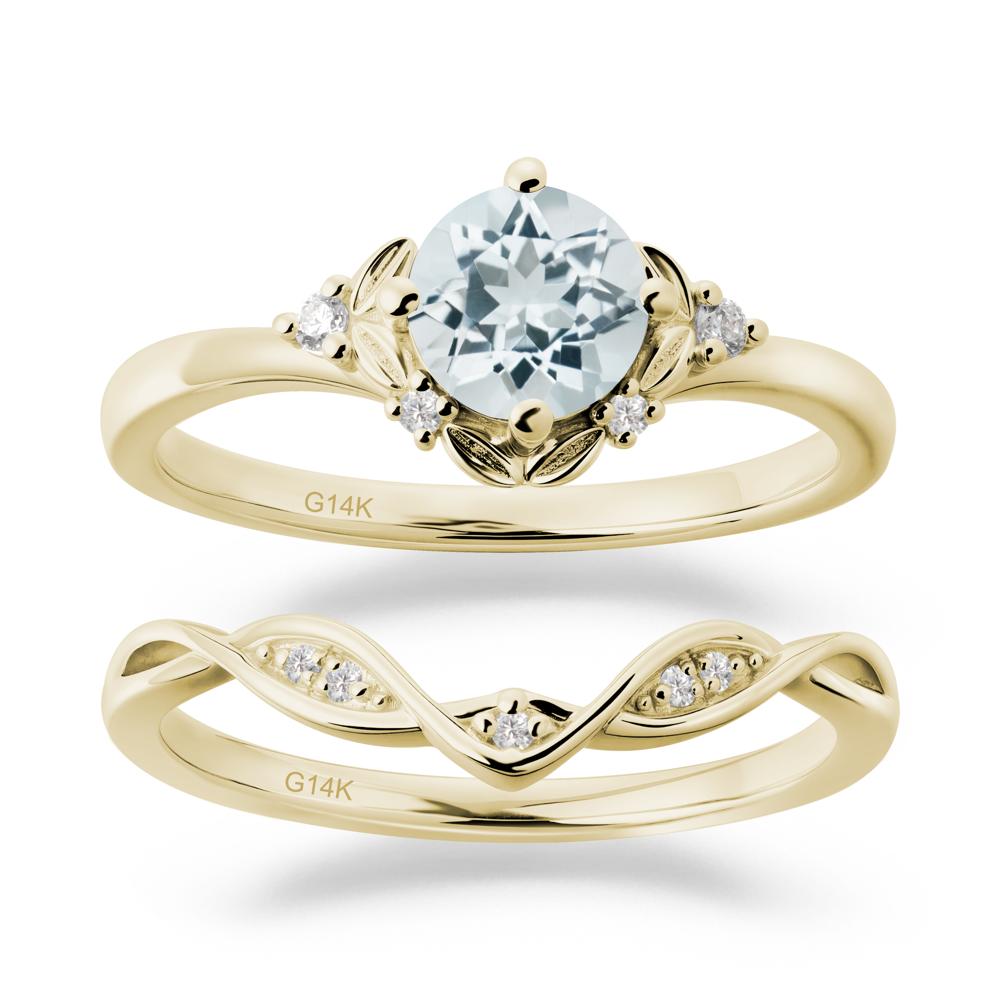 Nature Inspired Leaf and Vine Emerald Ring Set - LUO Jewelry #gemstone_Aquamarine