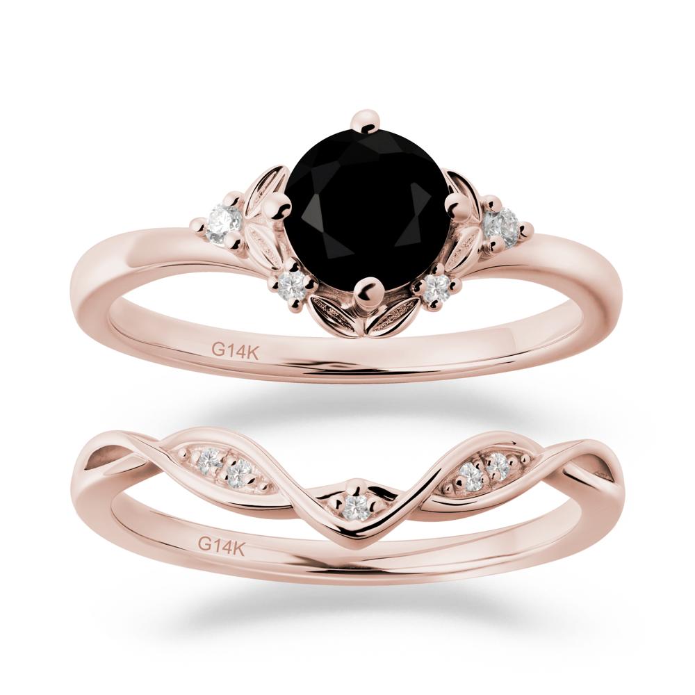 Nature Inspired Leaf and Vine Emerald Ring Set - LUO Jewelry #gemstone_Black Spinel