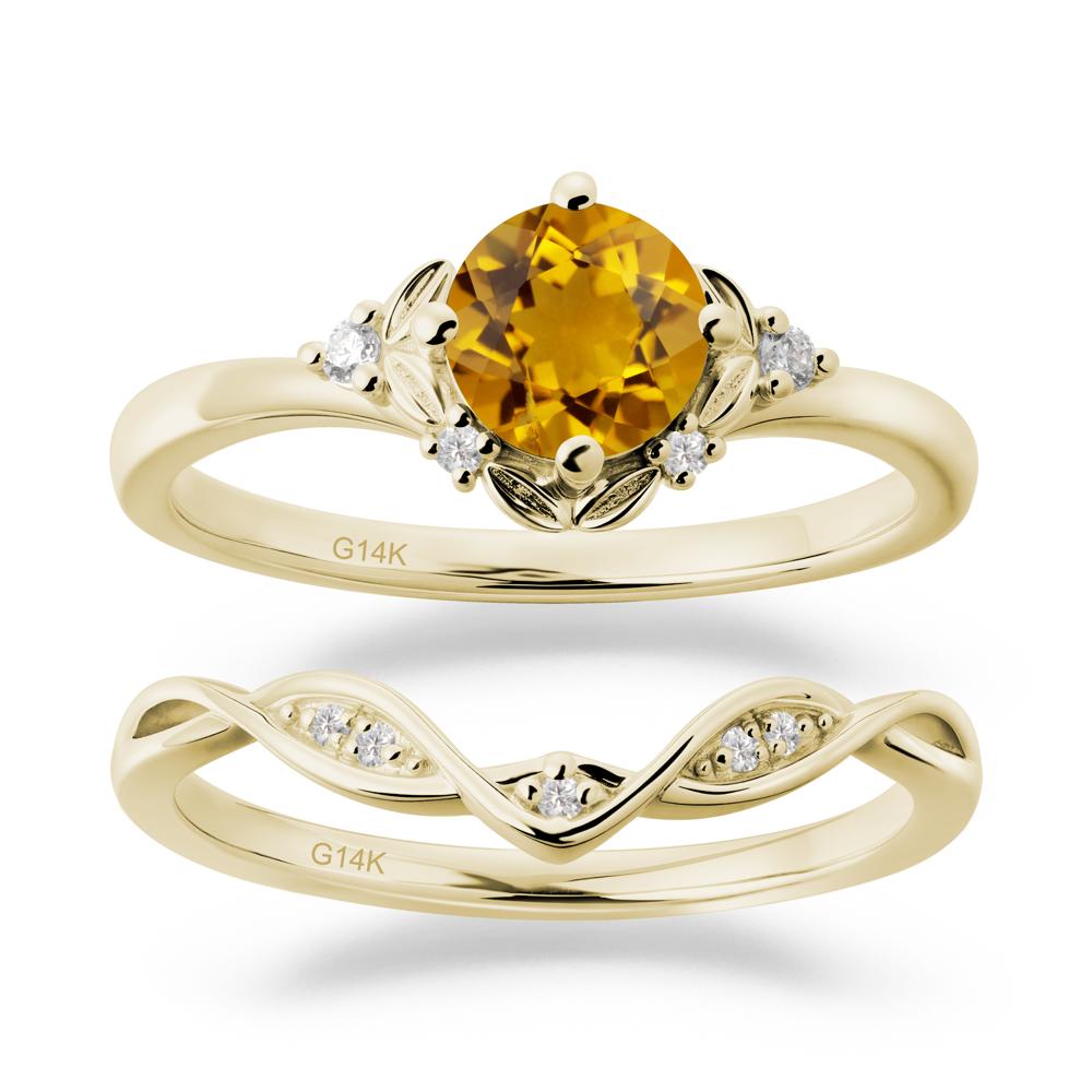 Nature Inspired Leaf and Vine Emerald Ring Set - LUO Jewelry #gemstone_Citrine