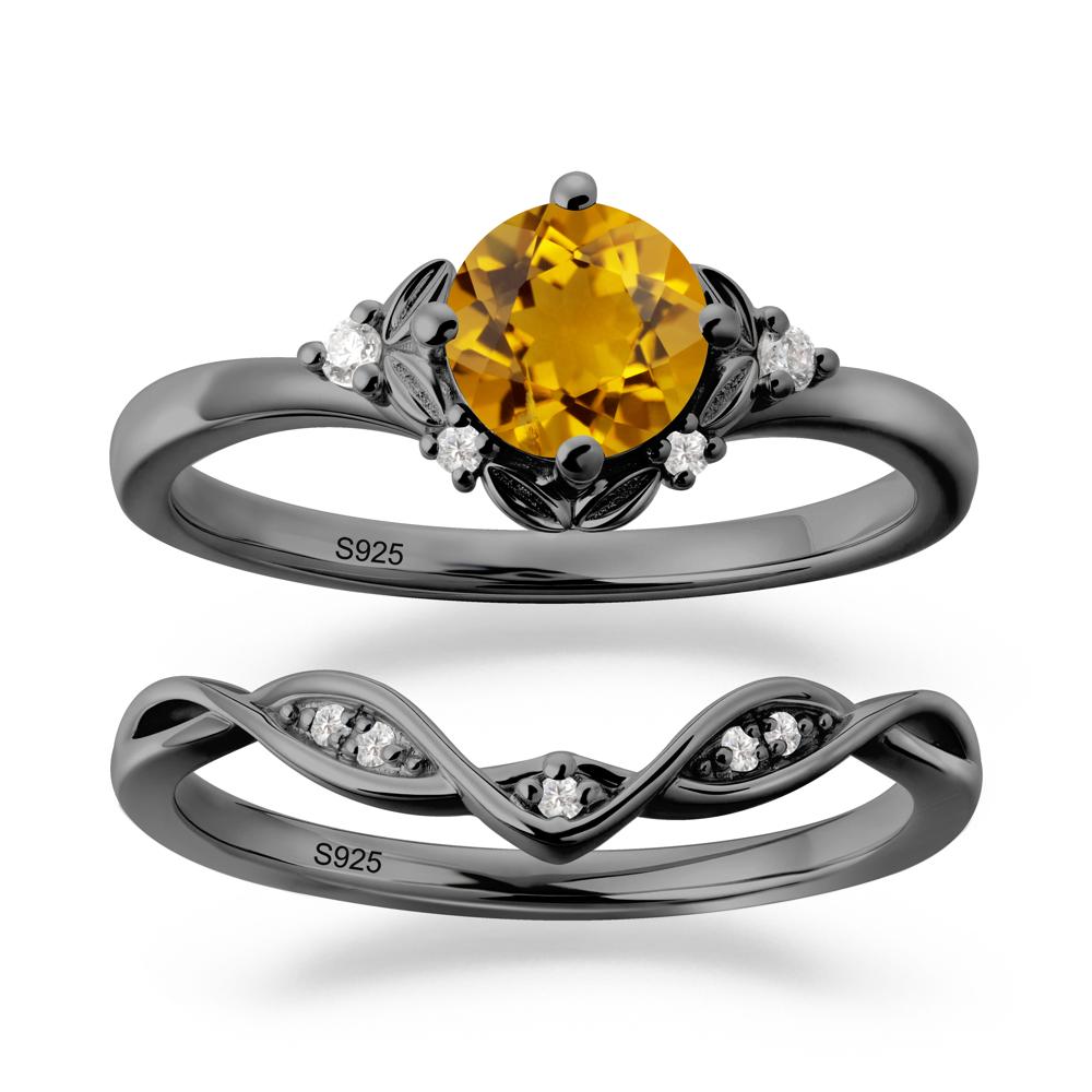 Nature Inspired Leaf and Vine Emerald Ring Set - LUO Jewelry #gemstone_Citrine