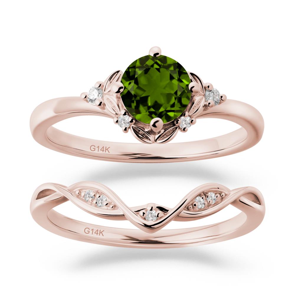 Nature Inspired Leaf and Vine Emerald Ring Set - LUO Jewelry #gemstone_Diopside